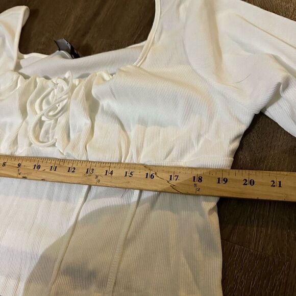 Cider Recycled Fabric Solid Rib Knotted Corset Style Top Long Sleeve Crop Sz 3XL - Picture 7 of 8